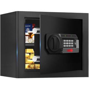 1.3 Cuft Safe Box Fireproof Waterproof, Digital Security Safes for Home Use Fire and Water Proof with Combination Lock, Alarm System and Removable Shelf, Anti-Theft Document Safes For Money, Jewelry