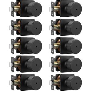 Goldenwarm Matte Black Door Knobs Interior, Privacy Bedroom Door Knob with Lock, Black Interior Door Knobs Bathroom 10 Pack