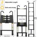 RIKADE Telescopic Ladder, 8.5 ft Aluminum Telescoping Ladder with Non-Slip Feet and Stable Hook, Portable Extension Ladder for Household and Outdoor Working, Max Load 330 lb, Black