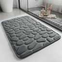 Memory Foam Bath Mat, Super Soft & Absorbent Non-Slip Shower Rug, Machine Washable Cobblestone Bathroom Floor Mat, Comfortable for Bath Tub, Dark Grey
