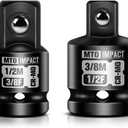 2 x MTO 2-Piece Impact Socket Adapter and Reducer Set, 1/2" Female to 3/8" Male Reducer, 3/8 Female to 1/2 Male Adapter, Chrome Molybdenum Alloy Steel