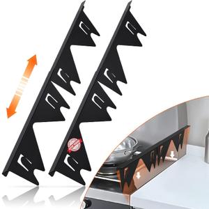 Stainless Steel Stove Gap Covers,Stove Gap Filler, Range Trim Kit, Stove Gap Guards, Heat Resistant and Easy to Clean, Easy retractable Length 13.8" to 27.5", Width 0.79",Black(2PCS)