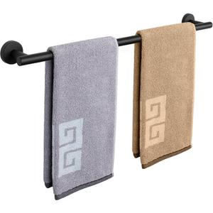 NearMoon Bath Towel Bar, Thicken Stainless Steel Shower Towel Rack Holder Wall Mounted for Bathroom, 26-lnch Overall Length-24-lnch Usable Hanging Space (1 Pack, Matte Black)