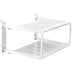 Tookie 2 Layers Projector Shelf, Wall Mount Double Floating Shelf Under TV Entertainment for Projector Router Camera TV, Router Shelf Storage Box Projector Holder Accessories (White)