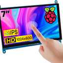 Hosyond 7 Inch IPS LCD Touch Screen Display Panel 1024600 Capacitive Screen HDMI Monitor for Raspberry Pi5/Pi4/Pi3/ZERO W, BB Black, Windows 10 8 7