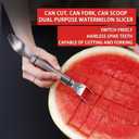 2 x 2 in 1 Watermelon Cutter Slicer Tool, Upgrade Thicken Stainless Steel Watermelon Cutter Fruit Fork, 9.5In Large Size Fruit Knives Kitchen Gadget Dual-Use Melon Slicer for Home (2)