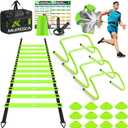 MUROZA Agility Ladder, Agility Speed Training Equipment Set, 20ft Speed Ladder, 12 Soccer Cones, 4 Hurdles, Jump Rope, Running Parachute, Soccer Football Basketball Training Equipment Accessories