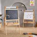 Tiny Land Easel for Kids, Double-Sided Magnetic Easel, Adjustable Wooden Kids Art Easel with Paper Roll, Learning-Toy for 3,4,5,6,7,8 Years Old Boy & Girls, 43.9 inches