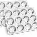 TeamFar 12-Cup Muffin Pan, Stainless Steel Cupcake Pans Muffin Tin Set for Oven Baking Mini Brownies Quiches Tarts, Non Toxic & Regular Size, Dishwasher Safe Set of 1