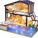 Flever Dollhouse Miniature DIY House Kit Manual Creative with Furniture for Romantic Artwork Gift (Perfect Time Apartment)