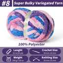 Sekafris Chunky Jumbo Chenille Yarn White-Grey 10 Pack
