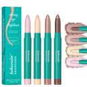 Eye shadow Brightener Stick 4Pcs, Eyeshadow Stick Set, Eye Brightener Stick, Waterproof Glitter Highlighter Makeup Eye Liner, Shimmer Creamy Long Lasting Eye Shadow Pencils