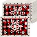 50Pcs Christmas Plaid Snowflake Paper Placemats, Disposable Xmas Table Mats for Holiday Party Dining Table Decoration