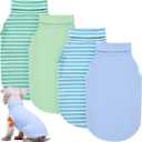 Abbylike 4 Pack Dog Shirts, Spring Lightweight Stretchy Dog Turtleneck, Breathable Soft German Velvet Sleeveless Puppy Base Layer Vest for Pet Indoor Outdoor Wears(Sky Blue and Green,XL)