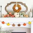 2Pcs Fall Decorations Harvest Wood Bead Garland, Yellow Orange Brown Felt Pumpkin Paper Maple Leaf Banner Rustic Fall Room Dcor for Fireplace Mantle Shelf Wall Thanksgiving Party Home Decor, 48"