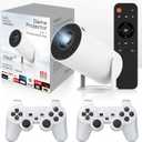 Portable Mini Game Video Projector, 30,000+ Preloaded Games, Android TV 11.0 Smart Projector, 360 ANSI, WiFi & Bluetooth, 1080P HD, Ideal for Home Theater, Gaming, Camping & Outdoor Movie