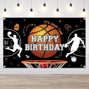 Basketball Themed Birthday Backdrop It's Game Time Basketball Party Decorations Boys Happy Birthday Party Banner Sports Theme Party Supplies 70x43