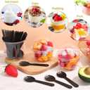 200 Pack Clear Plastic Cups 9 oz Dessert Yogurt Parfait Banana Pudding Pet Disposable Cups with 200 Pcs Sporks for Fruit Ice Cream Party