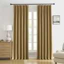 DUALIFE Gold Tan Pinch Pleated Blackout Curtains 102 Inches Long, Back Tab with Hooks, Linen Full Black Out Thermal Insulated Track Curtain for Bedroom Living Room,40 W x 102 L, 2 Panels