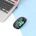 AIKOKOK Wireless Bluetooth Mouse, Rechargeable, Dual Mode Bluetooth 5.2 & 2.4G USB, LED Lights, Slim, Silent, Portable Computer Mouse for Laptop, PC, MacBook, iPad, Tablet (Black)