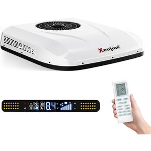 12V RV Air Conditioner, 11000BTU ONLY-43LBS Low-Profile Camper AC Unit, Ultra-Low Energy Use, 12 Volt DC Battery Powered Quiet AC for Off-Grid Camping, RVs, Vans, Trucks, Trailers (w/o heater)