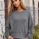 Women's Casual Crew Neck Sweatshirts Casual Loose Pullover Tops Long Sleeve Fall Shirts Fashion Clothes OneSize