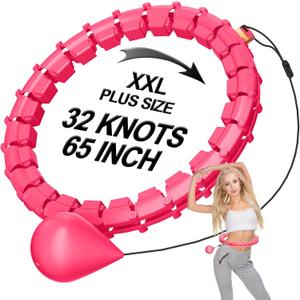 Plus Size Silent Weighted Hula Infinity Fitness Detachable Hoops 65-Inch 32 Knot, Smart Noiseless Infinity Hula for Women, 2-in-1 Waist and Abdominal Home Workout Equipment