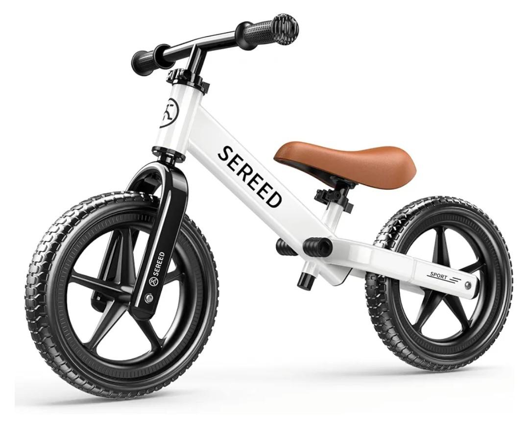 SEREED Toddler Balance Bike 2 Year Old, No Pedal Kids Toy Bike for 2-5 Years Old, Tool-Free Adjustment, Gift for 2-3 Boys Girls, Customize Plate with 3pcs Stickers (White)