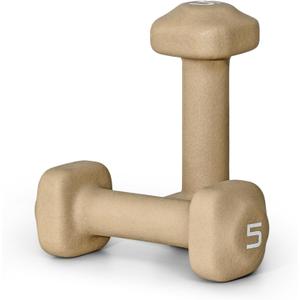 Tone Fitness Neoprene Dumbbell Weight Pairs with Anti-Roll Square Head | Multiple Options (5 lb - Pair, Beige)