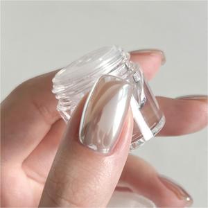 4 x GAOY Chrome Nail Powder, Mirror Effect Pearl Shimmer Glitter Pigment Mermaid Aurora Nail Art Decorations, Sky Mirror