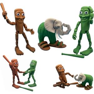 2025 New Tung Tung Tung Sahur Italian brainrot Cactus Elephant 3D Printed Desktop Decoration with Movable Joints (Set of 3)