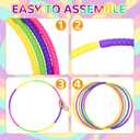 Sratte 12 Pcs Toy Hoop for Kid Detachable Adjustable Toy Hoop Colored Exercise Ring Plastic Circle for Kid Teen Gymnastics Dog Agility Equipment, Require Self Assembly(Simple Colors, 28 Inch)