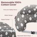 Momcozy Original Nursing Pillow for Breastfeeding-Innovative Safety Guard - Wider Feeding Pillows for More Support for Mom & Baby- Easier Nursing & Hand Free- Fit for All, Removable Cotton Cover, Grey