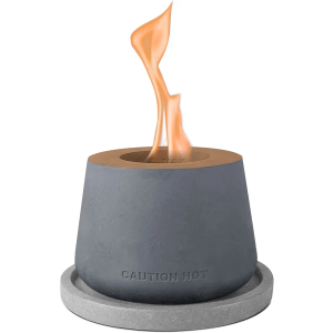 Kante Concrete Tabletop Fire Pit with 6" Light Gray Base, Ethanol Fire Pit for Indoor&Outdoor, Portable Rubbing Alcohol Tabletop Fire Bowl, Mini Fireplaces for Smores Maker (Round)
