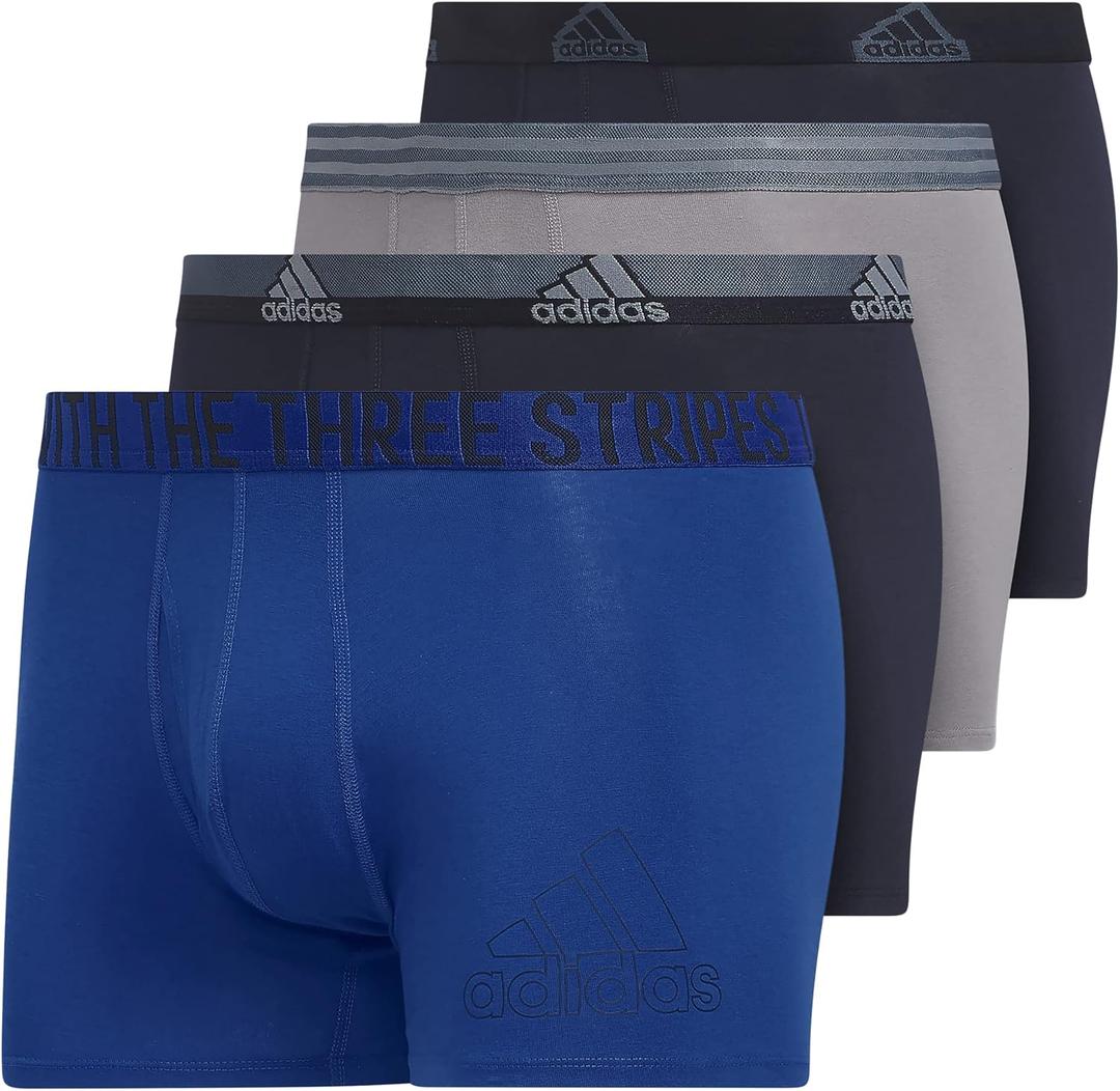 Adidas Men's Men's Stretch Cotton 4-pack Trunk (XX-Large, Legend Ink Blue/Team Royal Blue/Grey)