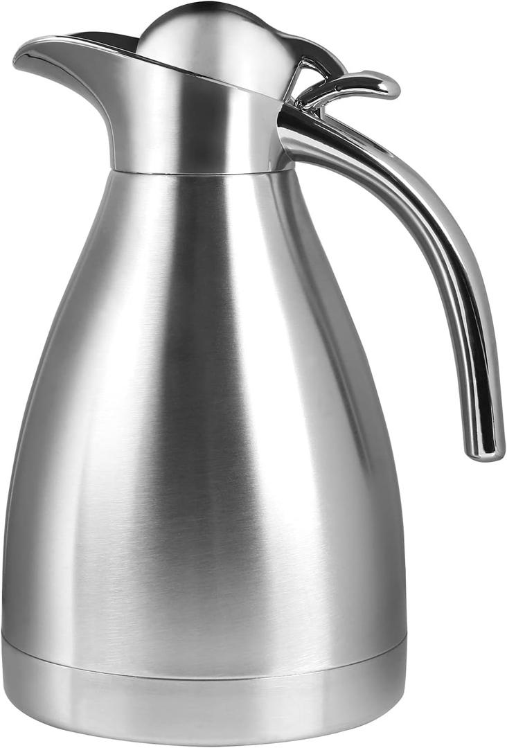 34 oz Food-grade Stainless Steel Thermal Carafe/Double Walled Vacuum Insulated Coffee Pot with Press Button Top, 12+ Hrs Heat&Cold Retention for Coffee,Tea,Beverage etc (1.0L)