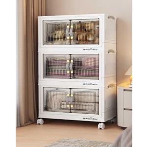 BROVIEW 135Qt Stackable Storage Bins with Lid for Home Dorm, 3Pack White
Closet Organizers, Foldable & Collapsible Cabinets, Large Containers, Wheels & Magnetic Doors, Plastic Drawers for School