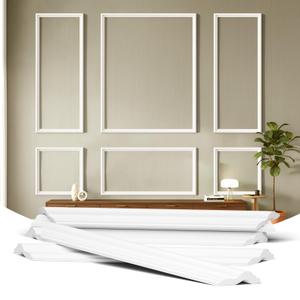 TONGMO 6-Frame Premade Accent Wall Molding Kit, Ready-to-Assemble Wainscoting Panels, Pre-Cut Chair Rail Moulding Trim for Home Décor (6-Frame Style 2)