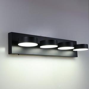 FILIMITIY Modern Bathroom Vanity Light Fixtures,4-Light Matte Black Bathroom Wall Lighting Fixtures Over Mirror, Dimmable 5CCT LED Vanity Lights with Acrylic Shades