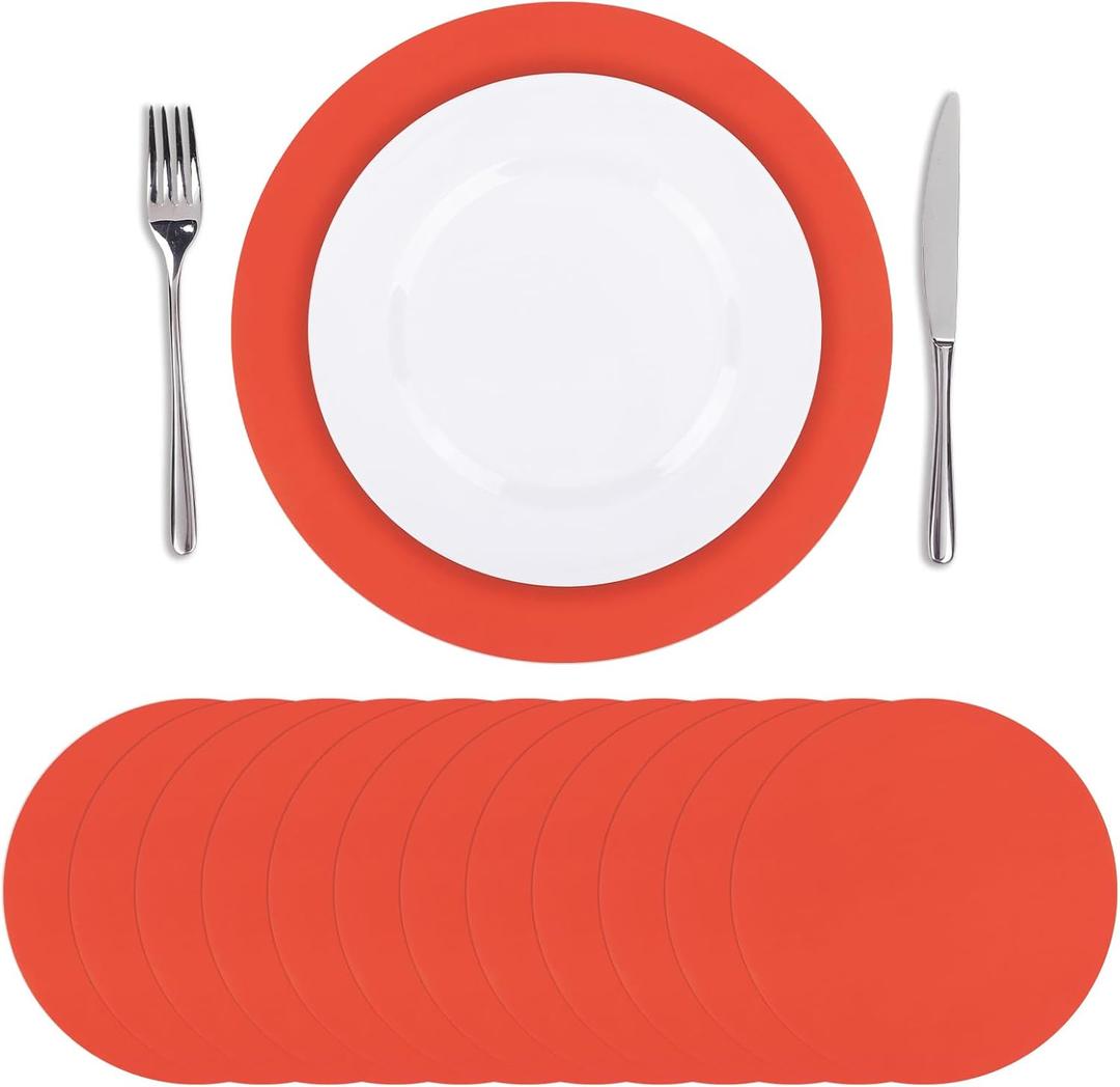 SHACOS 100 PCS Round Paper Placemats 13 inch Disposable Paper Place Mats for Dinner Wedding Birthday Party Festival Table Decoration Indoor Outdoor, Orange Red