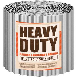 AHEONLAR Corrugated Metal Garden Edging, 5''25Ft Steel Landscape Edging Border, Flower Bed Edging Borders, Metal Lawn Edging for Landscaping, Garden, Pathway, Lawn, Flower Bed, Garden Bed (Silver)