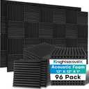 Knightsacoustic 96 Pack Sound Proof Foam Panels for Walls, 1 X 12 X 12 Inches Acoustic Foam Panels, High Density Acoustic Panels Sound Absorbing, Black Noise Cancelling Studio Wedges(NOT ADHESIVE)