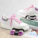 2 x Thin Flat Leopard Print Shoelaces Camouflage Shoe Laces Shoestring 2 Pair (31Inch (80CM), 10 Pink Lucky Flowers)