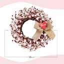 TEMPUS 18" Artificial Valentine's Wreath, Pink and Red Heart Berry Wreath for Front Door Wall Party Wedding Decorations, for Girl Friends for Valentine's Day