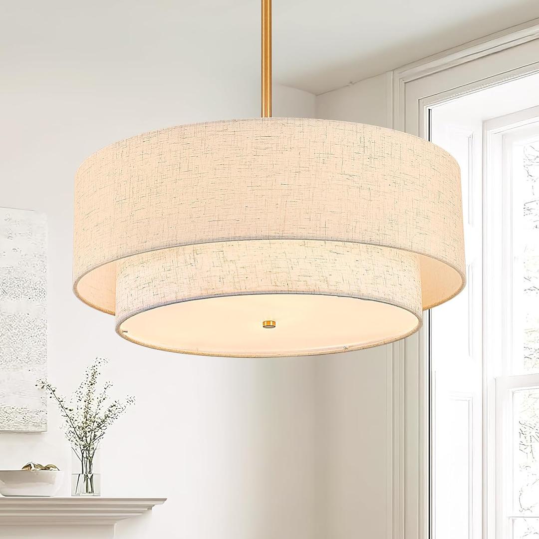 18-inch 3-Light Double Drum Chandelier for Dining Room, Bedroom