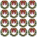 Riceshoot 16 Pcs Christmas Wreath Bulk 12 Inch Outdoor Lighted Artificial Christmas Wreath Front Door Decorations with Bow LED Lights Hemp Rope for Front Door(Red, Black)