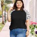 HDLTE Womens Plus Size Tops Floral Bell Sleeves Blouses Summer Crewneck Tunic Loose Casual T Shirts (4XL)
