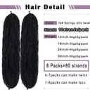 Springy Afro Twist Hair 8 Packs Marley Twist Braiding Hair Pre Separated Spring Twist Hair for Faux Locs Crochet Hair Kinky Twist for Braiding Synthetic Hair Extensions (1b#, 24inch(Pack of 8)
