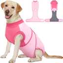 Kuoser Recovery Suit for Dogs, Soft Dog Spay Suit for Female Surgery Recovery, Breathable Dog Neuter Recovery Suit Male, Anti Licking Dog Onesie for Abdominal Wounds Cone Alternatives, Pink XL