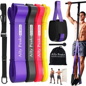 Ally Peaks Pull Up Assistance BandsHeavy Duty Resistance Band for Pull Up BarAdjustable Weight/Size with Fabric Feet/Knee Rest Pull up bands,Up to 410lbs Assistanceresistance bands and assist bands